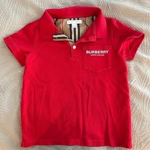 Burberry polo shirt in red. Perfect condition, size 8Y